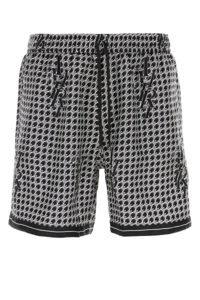 Amiri Staggard Printed Silk Shorts In Multicolor