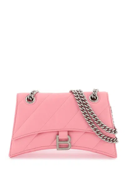 Balenciaga Crush Leather Small Bag In Pink