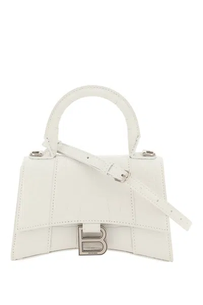 Balenciaga Hourglass Xs Top Handle Bag In White