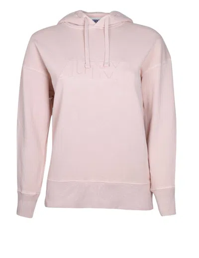 Autry Cotton Sweatshirt With Embossed Logo In Pink