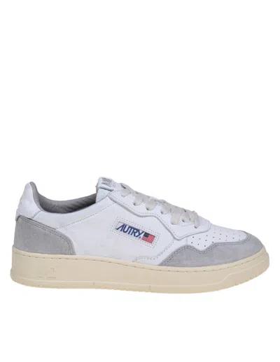 Autry Leather And Suede Sneakers In White/grey
