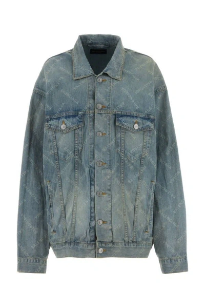 Balenciaga Logo Denim Jacket In Multicolor