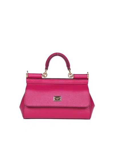 Dolce & Gabbana Small Sicily Bag In Dauphine Leather In Cyclamin