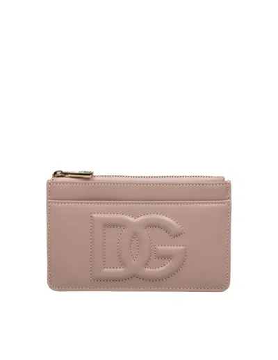 Dolce & Gabbana Leather Card Holder In Powder