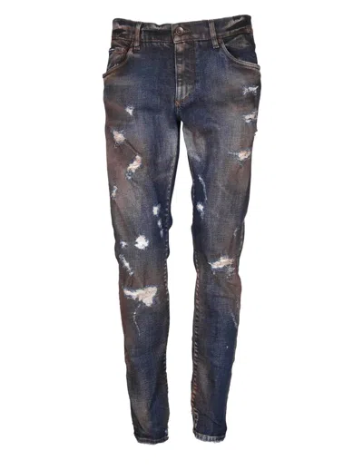 Dolce & Gabbana Slim Jeans With Sandblasted Effect In Variante Abbinata