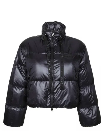 Duvetica Short Down Jacket In Shiny Nylon In Black