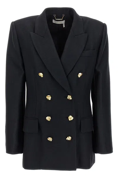 Chloé Women Double-breasted Blazer With Gold Buttons In Black