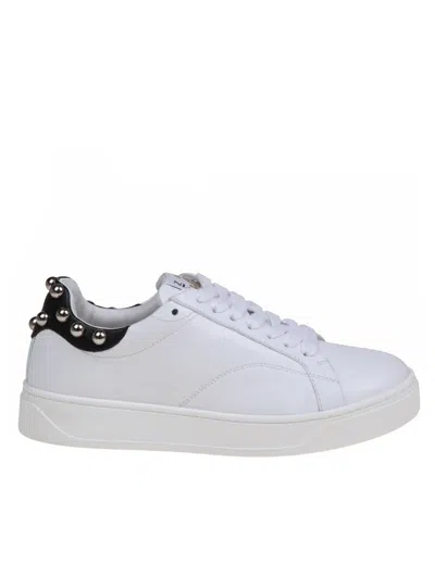 Lanvin Ddbo Studded Leather Trainers In White