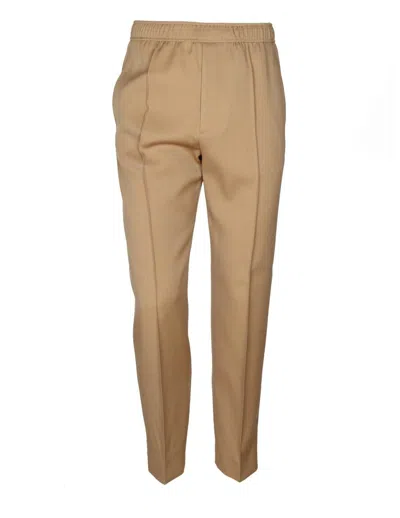 Lanvin Shaved Wool Trousers In Dark Beige