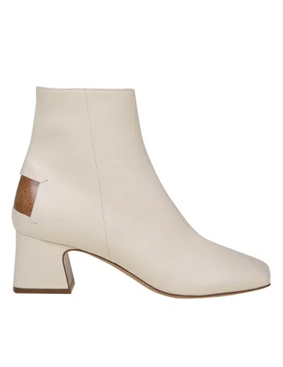 Maison Margiela Ankle Boot Four Stitches In Cream Color Leather In White