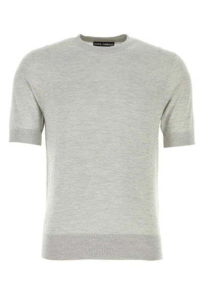 Dolce & Gabbana Short-sleeved Knitted T-shirt In Grey