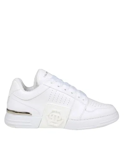 Philipp Plein Lo-top Sneakers In White Leather In Blanco