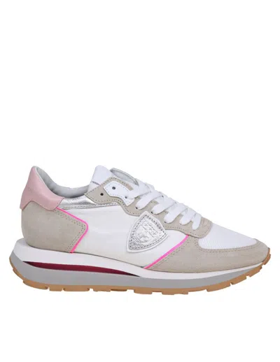 Philipp Plein Philippe Model Tropez Trainers In Suede And Nylon Colour White And Pink In White/rose