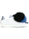 JOSHUA SANDERS FUR POM POM SNEAKERS,10381BLUEBLACKPOMPOM12287017