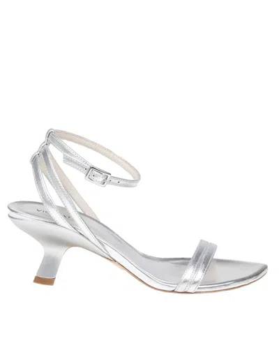 Vic Matie Laminated Leather Sandal In Silver