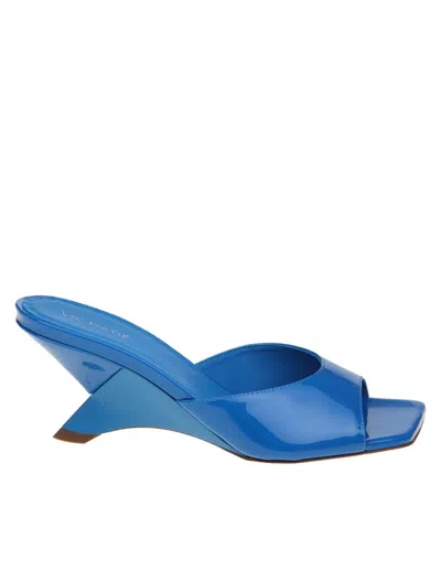 Vic Matie Patent Leather Mules In Blue