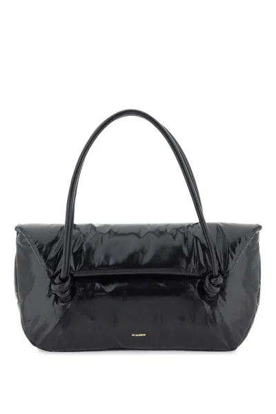 Jil Sander Padded Leather Shoulder Bag Women In Black