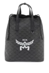 Mcm Medium Himmel Lauretos Logo Printed Backpack In Gray
