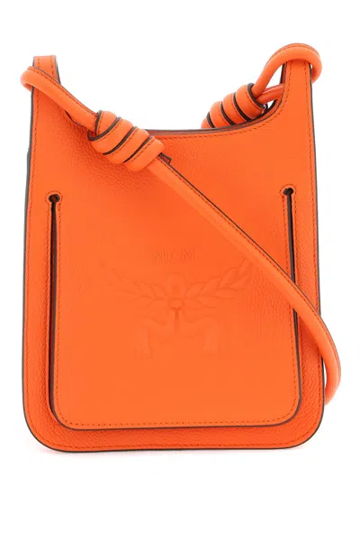 Mcm Lauretos Leather Hobo Bag In Orange