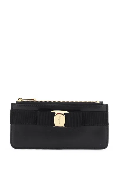 Ferragamo Salvatore  Vara Bow Detailed Card Holder In Black