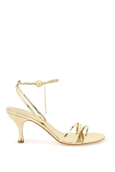 Ferragamo Woman Sandal With Ankle Chain In Gold
