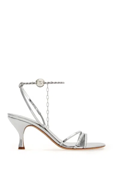 Ferragamo Woman Sandal With Ankle Chain In Silver