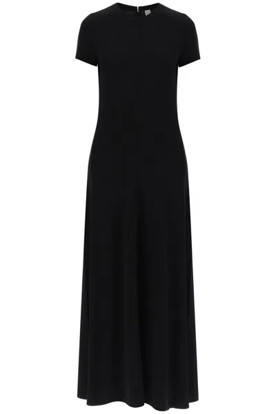 Totême Short-sleeve Gathered Maxi Dress In Black
