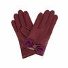 GIZELLE RENEE Polly Purple Leather Gloves With Plum Cashmere