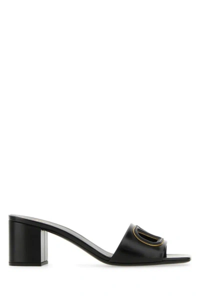 Valentino Garavani Vlogo Signature Patent Leather Mules In Black