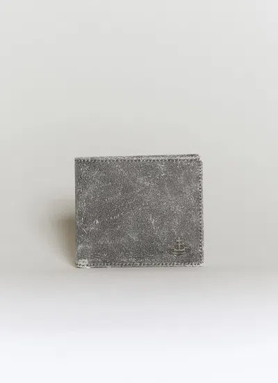 Vivienne Westwood Men Distressed Bi-fold Leather Wallet In Grey