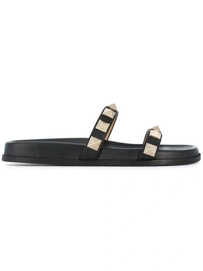 Valentino Garavani Garavani Macro Stud Slides In Black