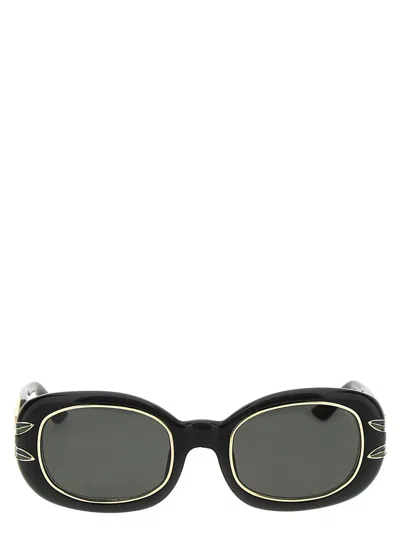 Casablanca Acetate & Metal Oval Sunglasses Black