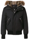 Mackage Dixon Down Bomber Jacket With Genuine Fox & Rabbit Fur Trim In Black
