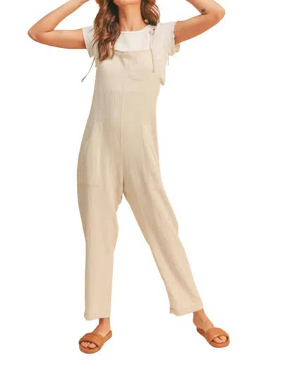 Miou Muse Tie Straps Jumpsuit In Oatmeal In White
