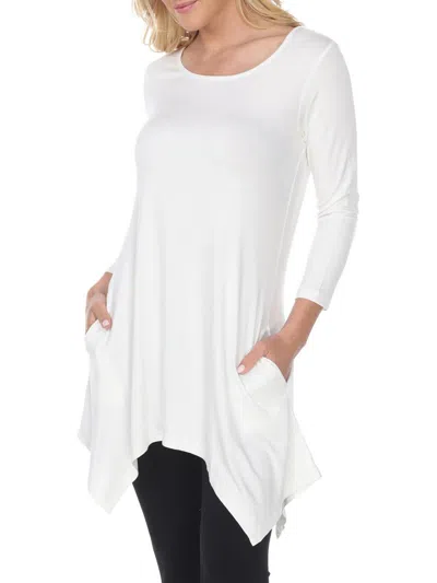 White Mark Womens Boatneck Handkerchief Hem Tunic Top In White