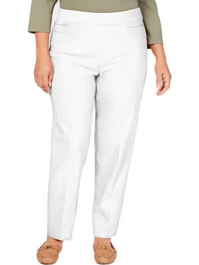 Alfred Dunner Plus Womens Modern Fit Stretch Straight Leg Pants In White