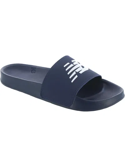 New Balance Mens Faux Leather Logo Pool Slides In Multi