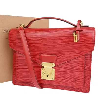 Pre-owned Louis Vuitton Monceau Leather Shoulder Bag () In Red