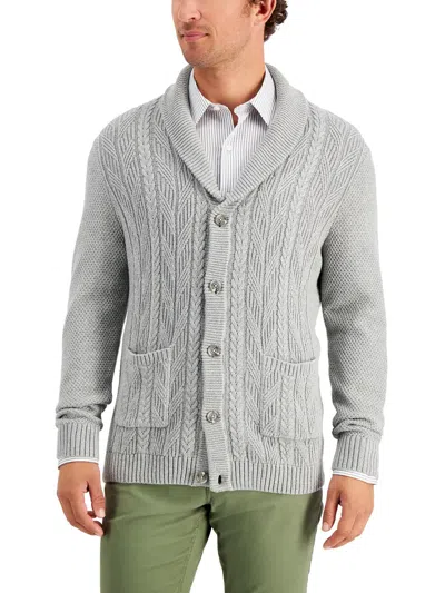 Club Room Mens Waffle Knit Chunky Cardigan Sweater In Multi