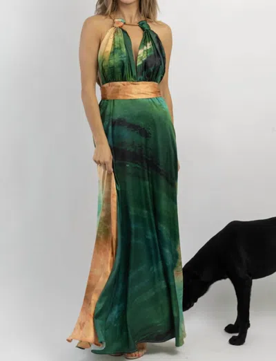 Luxxel Cabana Chain Maxi Dress In Olive In Green