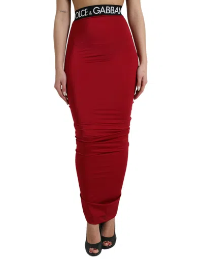 Dolce & Gabbana Red Highwaist Bodycon Stretch Pencil Cut Skirt
