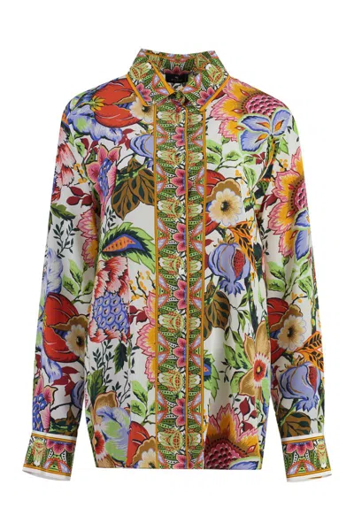 Etro Bouquet-print Shirt In Multicolour