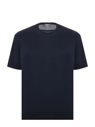 Filippo De Laurentiis T-shirt  In Crepe Di Cotone Disponibile Store Scafati In Blue