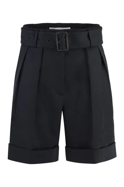 Golden Goose Gabardine Bermuda Shorts In Blue