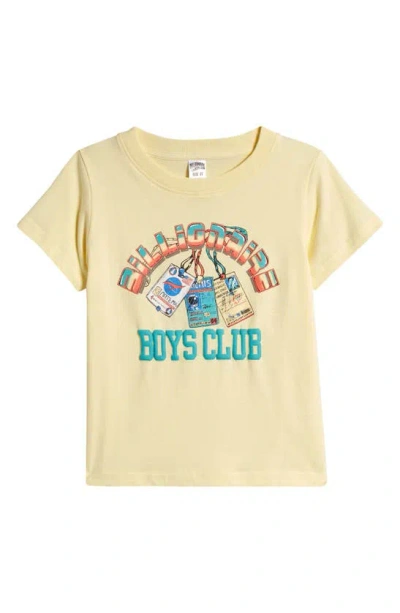 Billionaire Boys Club Kids' Cards Cotton Graphic In Pastel Yellow