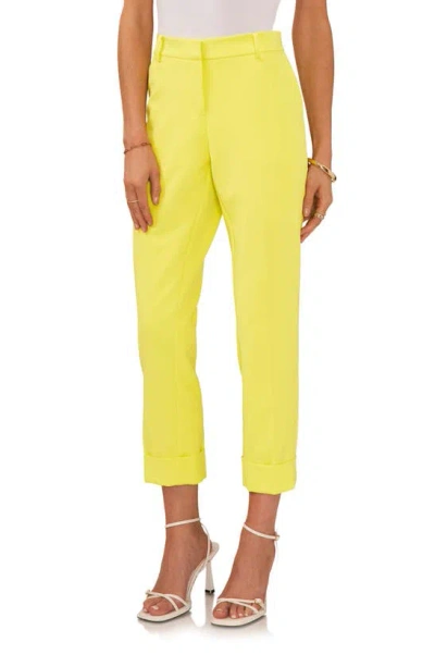 Vince Camuto Cuff Crop Trousers In Bright Lemon