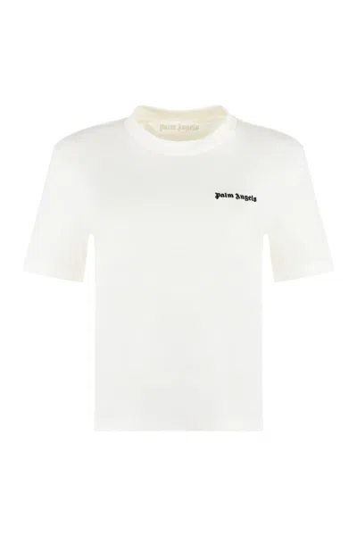 Palm Angels Cotton Crew-neck T-shirt In Ivory