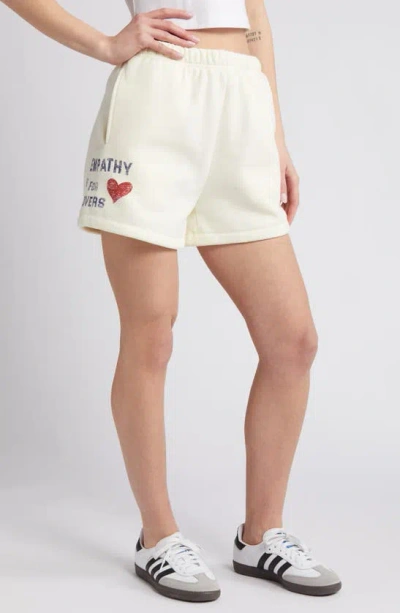 The Mayfair Group Empathy Is For Lovers Graphic Sweat Shorts In Cream