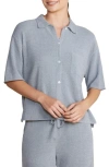Barefoot Dreams Cozychic® Ultra Lite® Short Sleeve Button-up Shirt In Moonbeam
