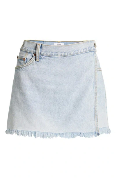 Re/done X Pam Anderson Mid Rise Wrap Skirt In Light Blue